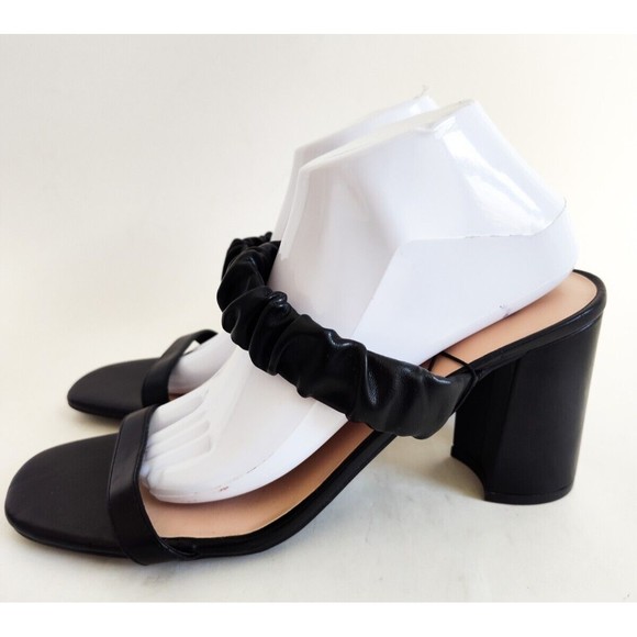 New Unisa Black Slip On Sandal Minimalist Vegan Faux Leather 3.5" Block Heel 11 - Picture 6 of 10